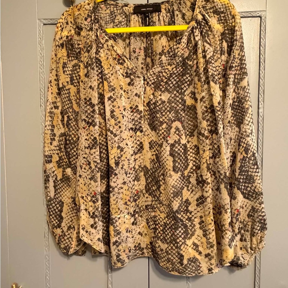 Isabel Marant Print Long Sleeve Blouse - Yellow/Black